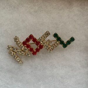 Elegant Gold and Red Crystal Brooch